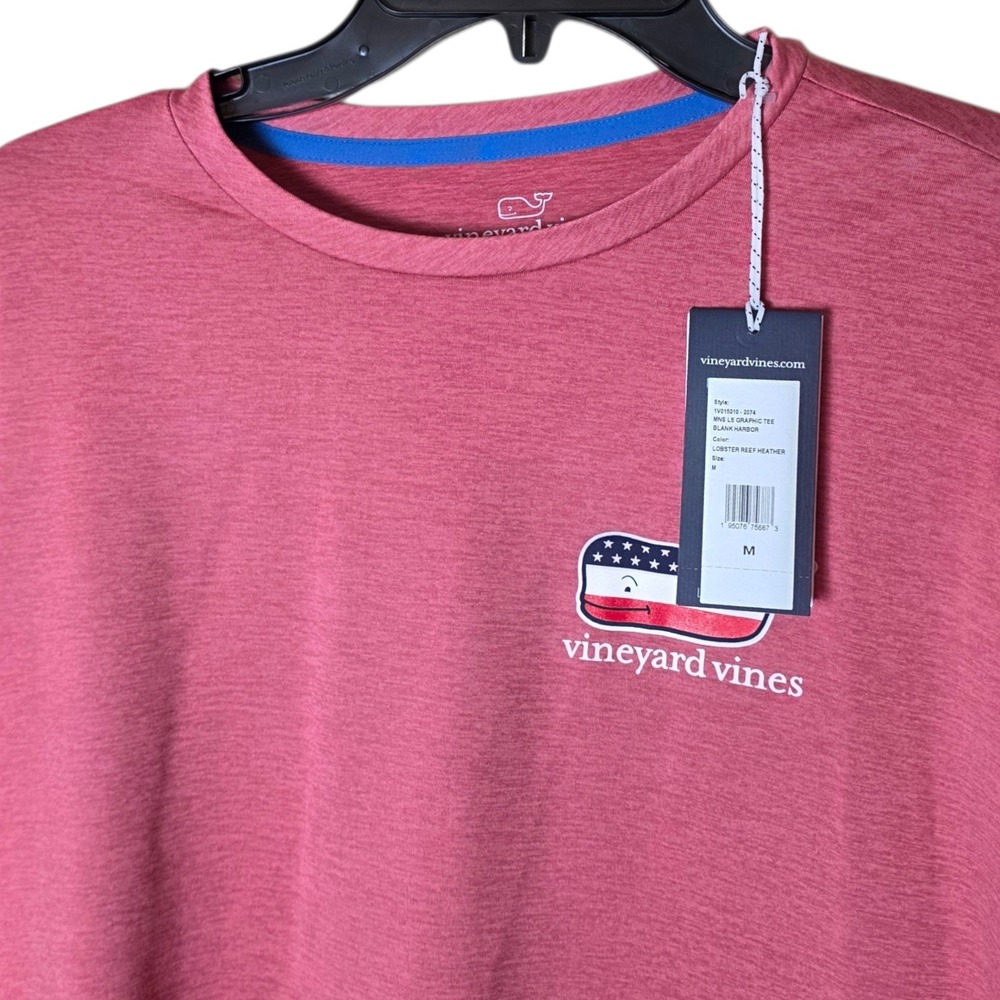 Vineyard Vines Performance Tee‎ Mens M Lobster Reef Heather Flag Whale 1V015010